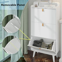 Mueble Zapatero con 3 compartimentos abatibles, Independiente, Organizador de Zapatos abatibles, Zona de entrada, Zapatero Estrecho con compartimento superior, 63*30*134cm, Blanco - details 5