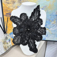 1PC Parche De Encaje Floral 3D Con Lentejuelas Bordado Multicapa Para Ropa Material De Sastre DIY Hecho a Mano Vestido De Noche Brillante - details 12