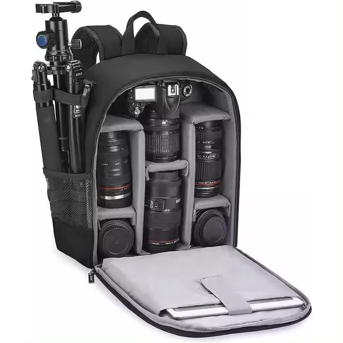Mochila para Cámara DSLR, impermeable, compatible con portátiles de 13-14 "y accesorios (2,0, pequeña, negra) - 1