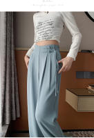 Pantalones Anchos De Pierna Para Mujer Cintura Alta Botones Elegante Minimalista Primavera Verano Sueltos Rectos De Poliéster - details 16