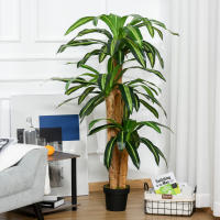 Outsunny Planta Artificial Decorativa Dracaena con Maceta Árbol Sintético de 66 Hojas para Jardín Balcón Oficina Salón Ø20x160 cm Verde - details 1