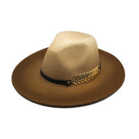 Gorro De Paja Gradiente De Otoño E Invierno Para Hombres Y Mujeres Gorro Fedora Clásico Con Pico Ancho Gorro De Paja Imitación Lana Cloche Para Mujer - details 2
