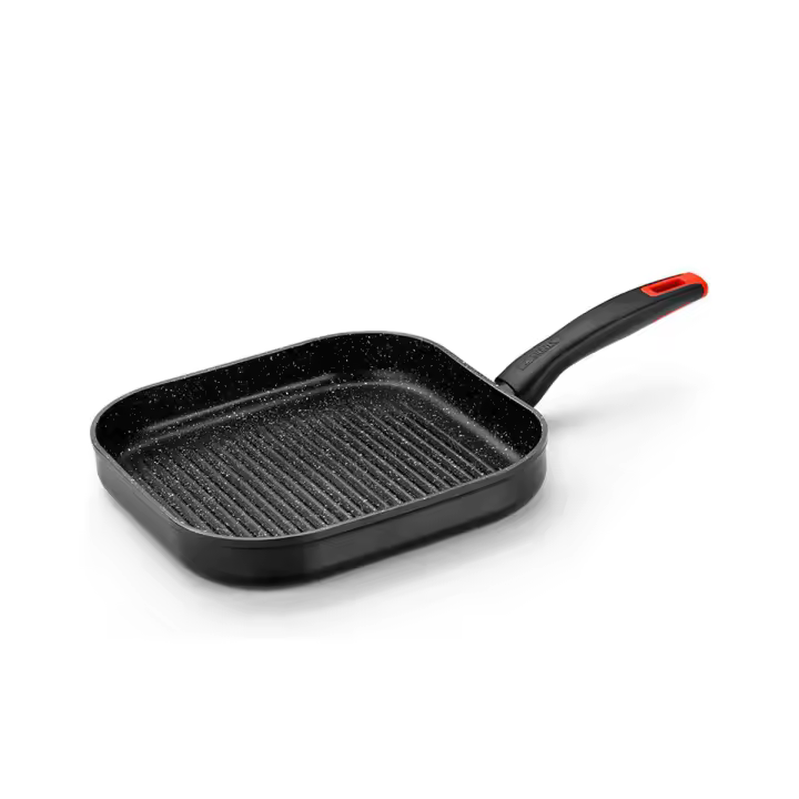 Monix Titan Rock - Sartenes de cocina antiadherentes Grill 28 cm aluminio con rayas parrilla, plancha para gas, vitro, inducción - 1