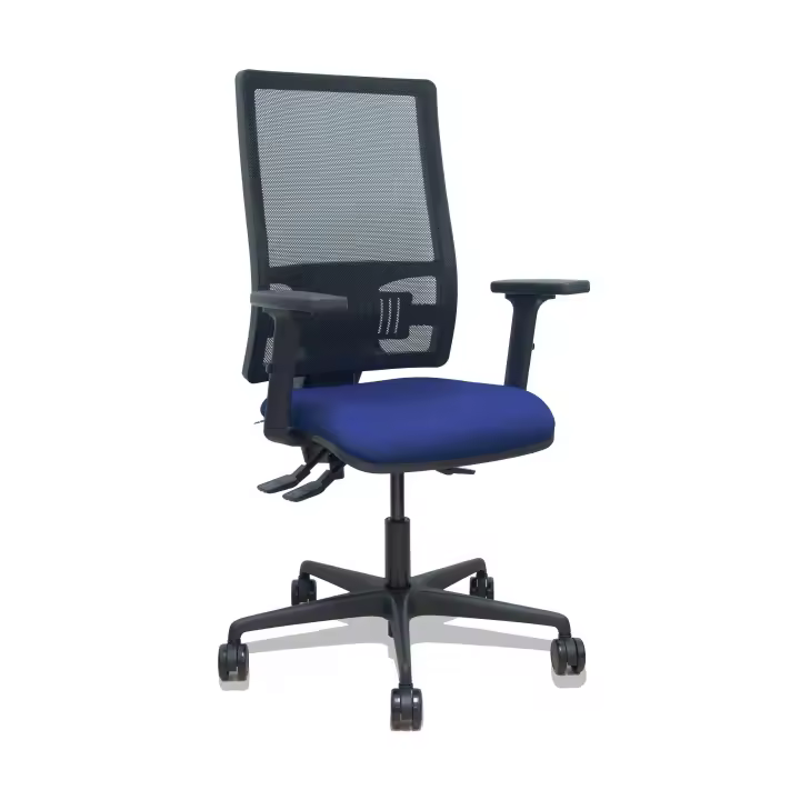 Silla Bormate asincro malla negra asiento bali azul marino brazos 2D ruedas 65mm - 1