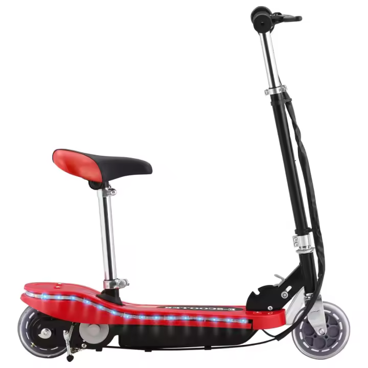 vidaXL Patinete para niños con asiento y LED 120 W en color Rojo/Negro - 1