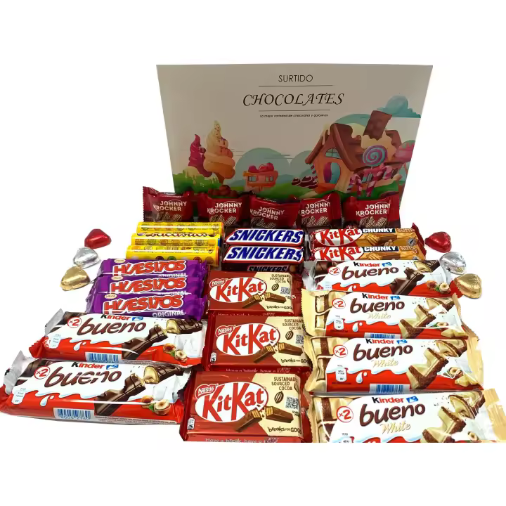 Deliex delicias de Extremadura. Surtido de chocolates para regalo. Cestas de chocolates para regalar. Regalo original para mujer y hombre amantes de lo dulce. (SURTIDO 1) - 1