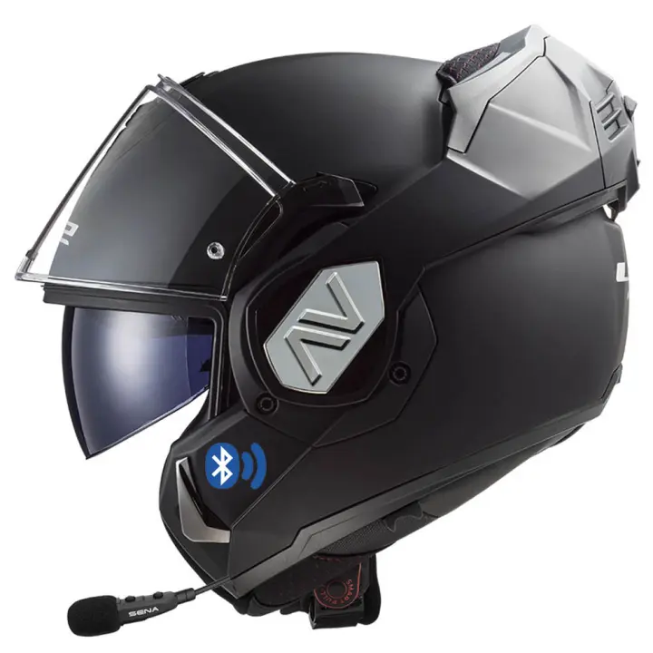 LS2 ADVANT FF906 Bluetooth Sena Intercom Integrado - Casco de Moto Modular P/J + Pinlock Negro Mate - Homologado ECE 22.06 - 1