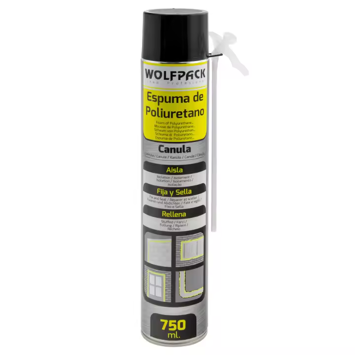 WOLFPACK LINEA PROFESIONAL Espuma de Poliuretano Wolfpack 750 Ml con Cánula para Sellado y Aislamiento - 1