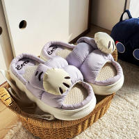 Zapatillas De Plataforma Casual Para Mujer Con Diseño De Gato De Dibujos Animados Zapatos De Lino Elegantes Para El Hogar Con Tobillero Abierto Y Tacón Bajo - details 21