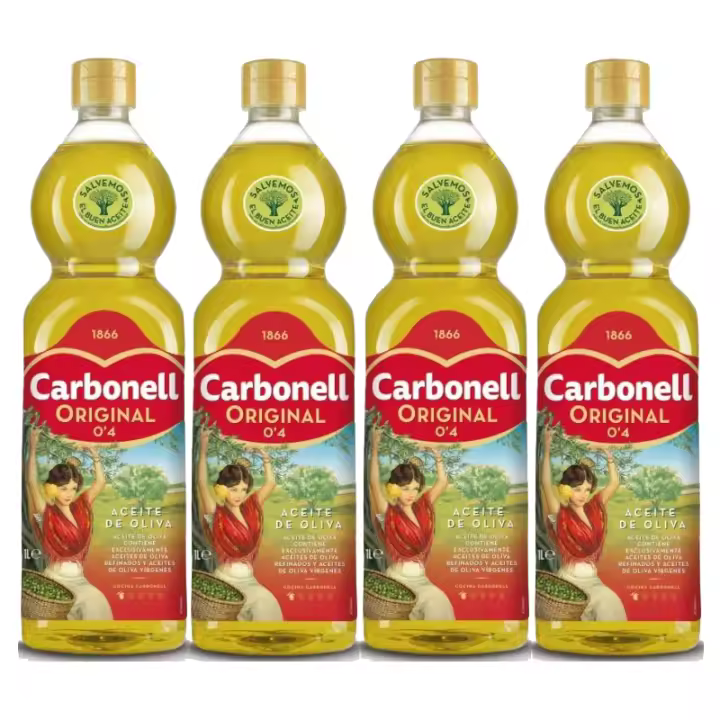 Carbonell® Aecite De Oliva Original 0'4º 1L, Pack de 4 Botellas - 1