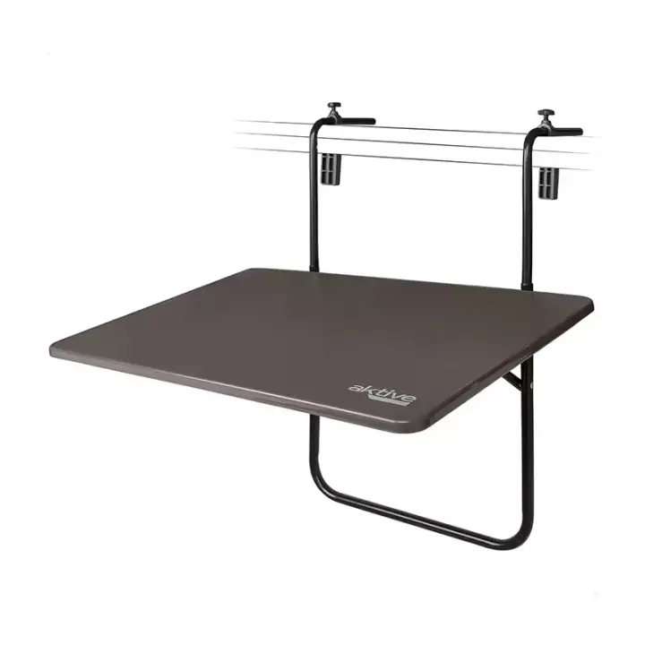 Mesa rectangular, para barandilla de balcón o terraza, antracita, 60x40x60/67 cm, altura regulable, 3 posiciones de inclinación, plegable - 1