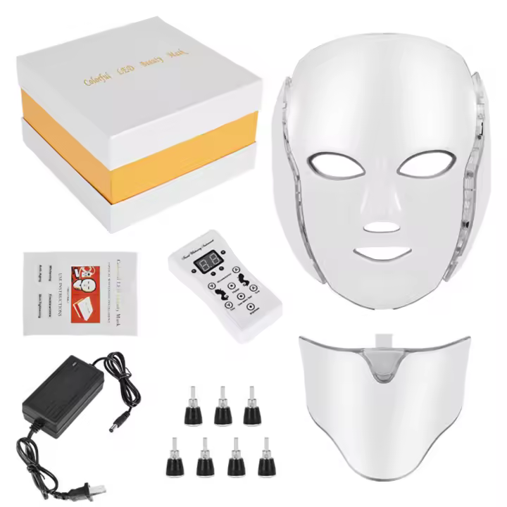 Máscara De Belleza LED Para Rostro Con Terapia De Luz 7 Colores Dispositivo De Cuidado De La Piel Rojo Para Uso Doméstico - 1
