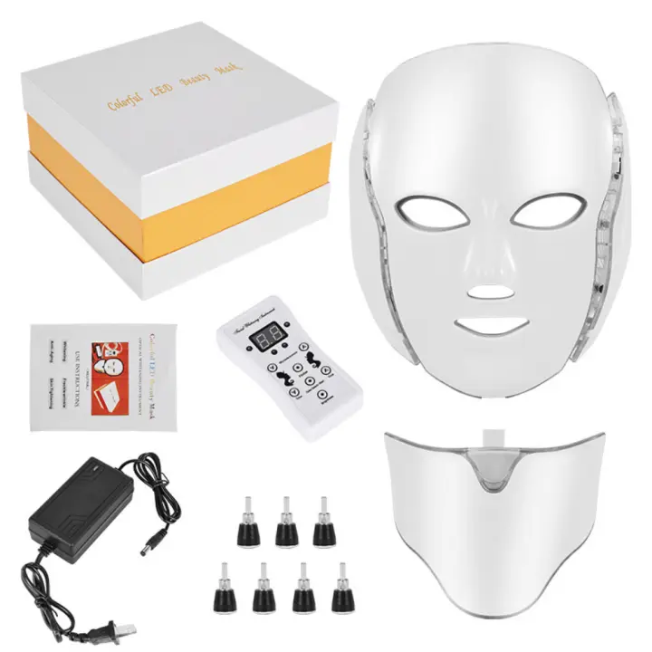 Máscara De Belleza LED Para Rostro Con Terapia De Luz 7 Colores Dispositivo De Cuidado De La Piel Rojo Para Uso Doméstico - 1