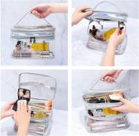 Bolsa de Cosméticos Transparente, Bolsas de Viaje de Doble Capa, Organizador de Maquillaje, Soporte Impermeable para Tapas - details 1
