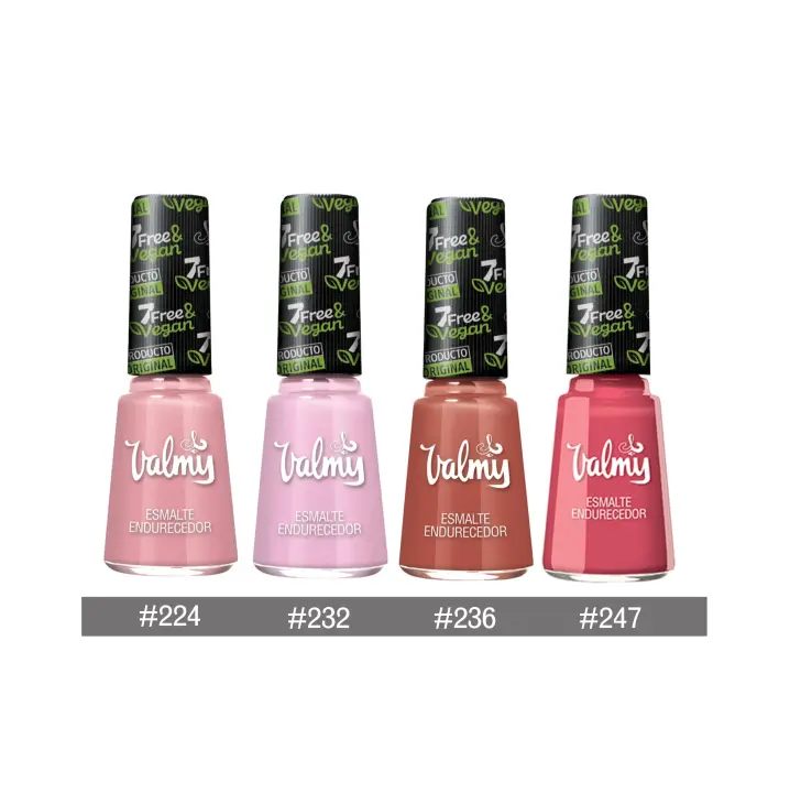 Valmy Esmalte Endurecedor Colección So Pink, Tonos Rosa, Secado Rápido – 4 Unidades de 14 ml c/u (247, 224, 232, 236) - 1