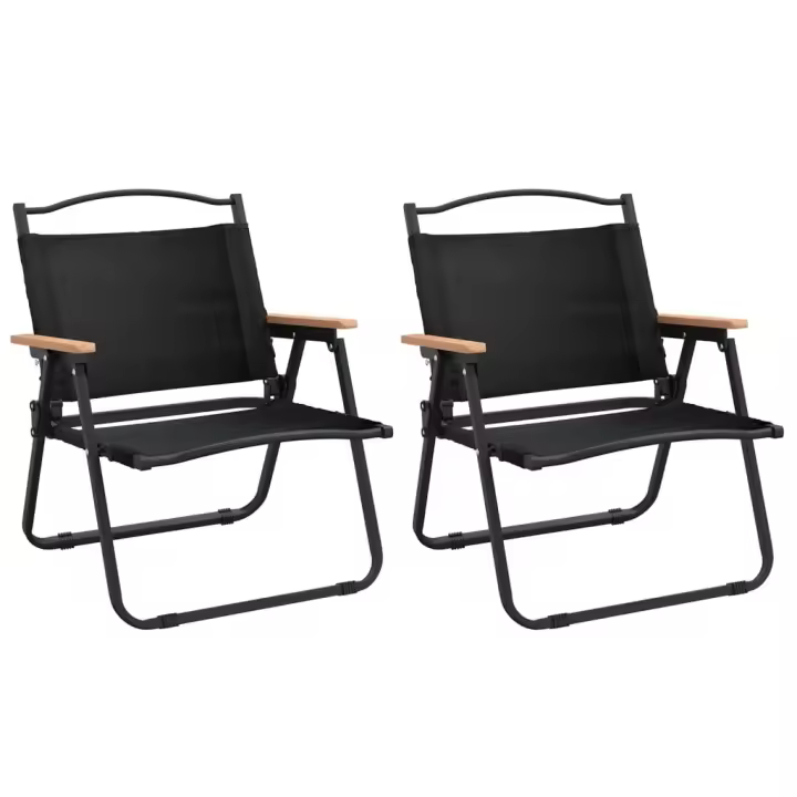 Sillas de camping 2 UDS Canvas Oxford Negro 54x43x59 cm - 1