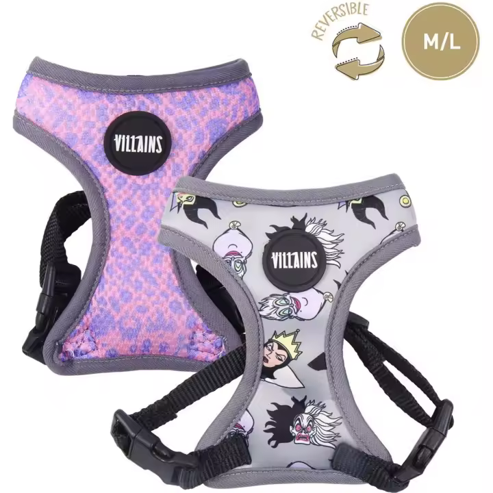 CERDÁ LIFE'S LITTLE MOMENTS - Arnés Premium para Perros M/L DISNEY VILLANAS GRAY - Arnés para Perros Diseño Único y Licencia Oficial - Arnés para Perro Comodidad Acolchada con Material Transpirable - Arnés Perro Ligero y Cómodo - 1
