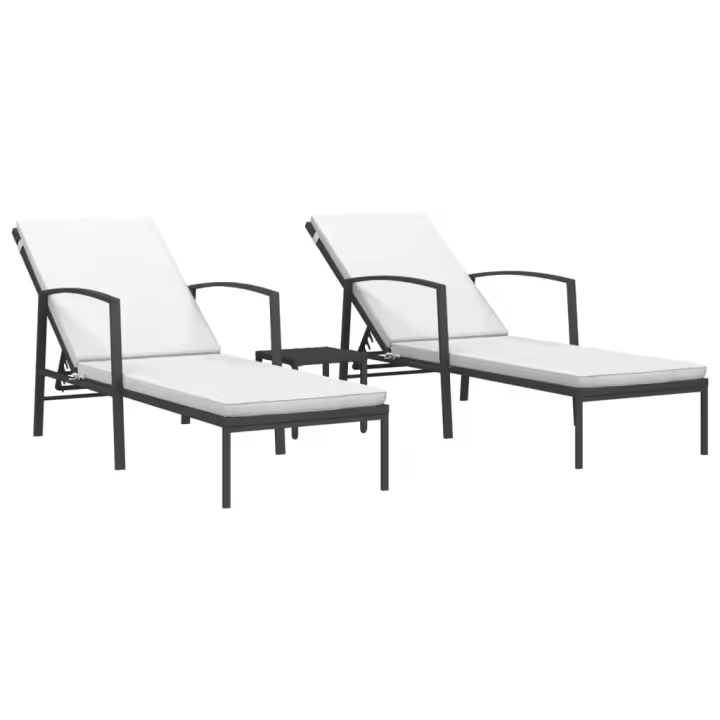 vidaXL Tumbonas con mesita 2 unidades ratán sintético Marrón, Negro, Gris Sillas de Exterior Ideal para jardín, playa, piscina, terraza Tumbona Piscina Tumbonas Playa Tumbonas Jardín Exterior - 1