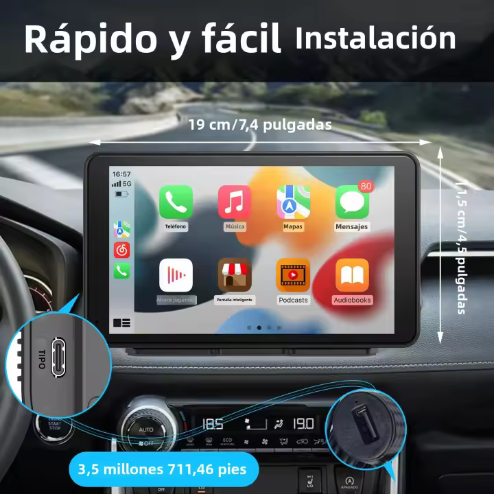 Reproductor MP5 Portátil De 10.26 Pulgadas Con Carplay Y Android Auto Pantalla Táctil BT Inalámbrico Radio Para Coche Soporte WiFi Y Control De Volante - 1