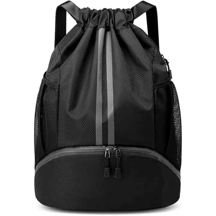 Bolsas con Cordón, Bolsas de PE Imperables de Canvas Oxford con Cordón con Bolsos de Malla, Mochila Deportiva Escolar - 1