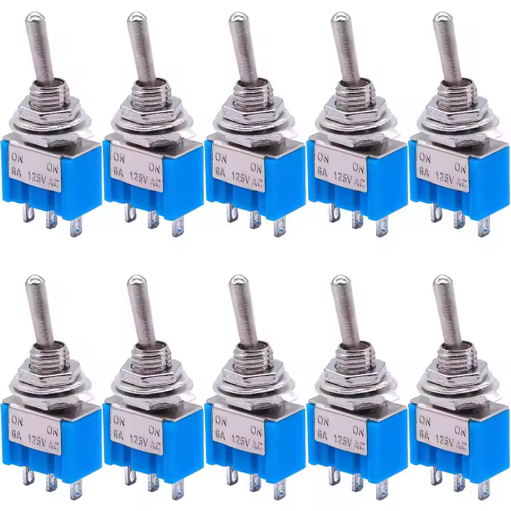 10Pcs SPDT Mini Toggle Switch 3-Pin 2 Position ON/ON Miniature Toggle Switch 6A 125V AC Toggle Swit - 1