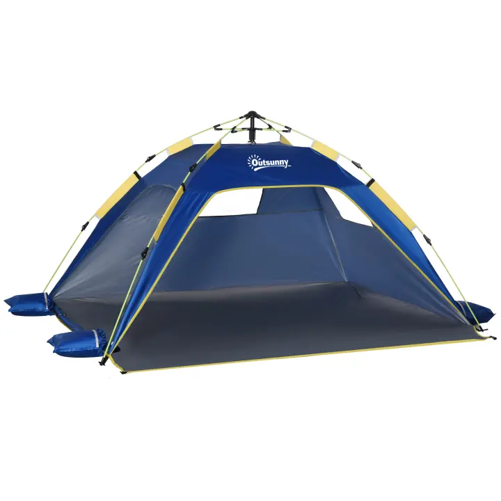 Outsunny Tienda de Playa Plegable Carpa de Playa Pop-up para 1-2 Personas con 2 Puerta 2 Ventanas y Bolsa de Transporte para Parque Camping 220x173x120 cm - 1