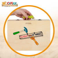 WOOMAX - Maletín herramientas madera juguete, set bricolaje infantil +3 años, caja educativa con 11 piezas, martillo, destornillador, serrucho y alicates, juguetes de imitación, carpintero, juegos de rol - details 2