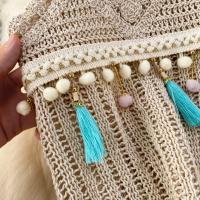 Conjunto De Ropa De Navidad Para Mujer Dos Piezas Laca up Halter Sin Espalda + Top Con Cuerda De Borla Tassel Sólido Falda A-Line De Cintura Elástica Longitud Media Pierna - details 13
