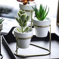 Juego De 3 Macetas De Suculentas En Hierro Dorado Y Negro Soporte De Flores De Estilo Europeo Para Decoración De Jardín Y Hogar Material Sillería - details 6