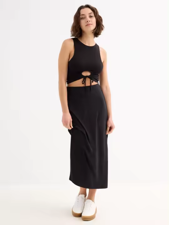 Falda midi lisa, versátil y cómoda INSIDE - 1