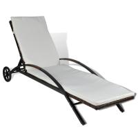 vidaXL Tumbona con cojín y ruedas ratán sintético Marrón, Negro, Sillas de Exterior Ideal para jardín, playa, piscina, terraza Tumbona Piscina Tumbonas Playa Tumbonas Jardín Exterior - details 0