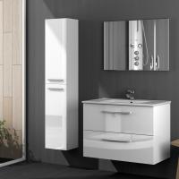 Miroytengo Columna de Baño 2 Puertas Blanco Brillo Lacado 150x30x25 cm - details 2