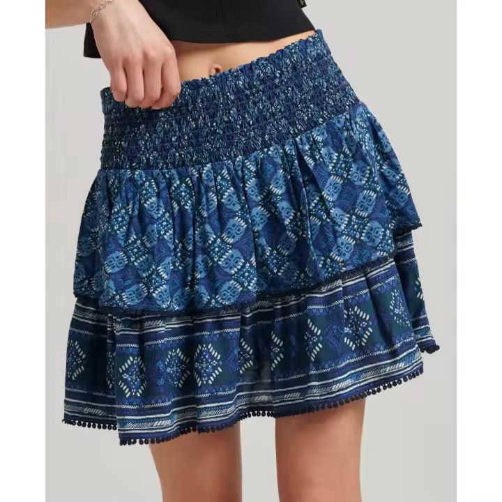 Superdry Falda Vintage Tiered Mini Azul - 1