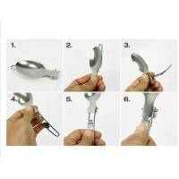 Juego De Utensilios De Acero Inoxidable Para Camping Con Cuchillo Cuchara Y Tenedor Plegables Y Bolsa De Almacenamiento Portátil Para Exteriores - details 4