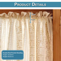 Panel De Cortina De Voile De Lino Boho Con Borlas Semi-Transparente Para Cocina Y Sala De Estar 2 Capas Con Bolso Para Rodamiento Cortinas Cortas Modernas Sin Aislamiento Térmico Ni Acústico - details 5