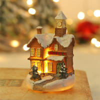 Adornos De Navidad Resina Casa LED Decoración De Árbol De Navidad Juguete Para Niños Esqueleto De Hombre Y Santa Claus Microlandscape - details 2