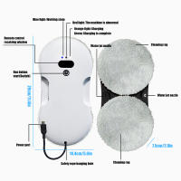 Robot limpiador de ventanas automático con doble spray ABS motor sin escobillas 2800Pa gran succión 3 modos limpieza protección cortes energía 20min cuerda seguridad para vidrios altos limpiacristales eléctrico con depósito 50ml y control remoto - details 5