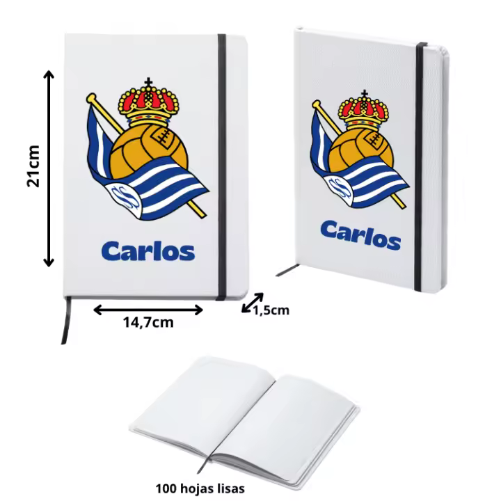 Lote Real Sociedad Mochila + Botella termo + taza + llavero - (DEJAR NOMBRE EN CHAT O NOTAS) Escudo Real Sociedad + nombre - 1