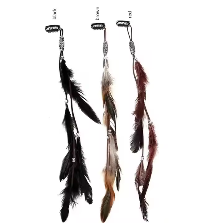 Pinzas para el pelo con Plumas, extensiones de pelo bohemias hechas a mano, accesorios DIY, horquilla hippie, Tocado para Mujeres y niñas. - 1
