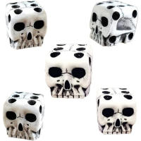 16mm D6 De Resina Con Patrón De Cráneo Poligonal En Blanco Y Negro Para Juegos De Mesa RPG DND Trpg Juego De Halloween - details 1