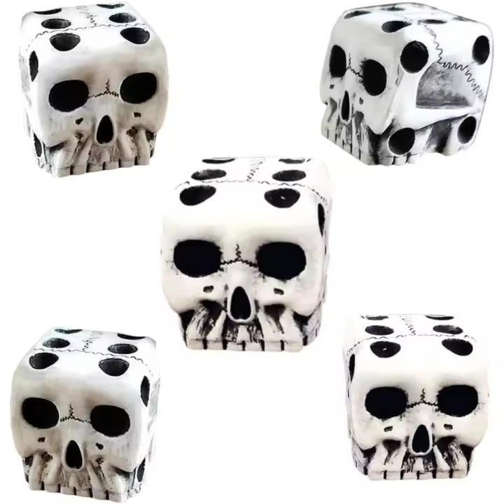 16mm D6 De Resina Con Patrón De Cráneo Poligonal En Blanco Y Negro Para Juegos De Mesa RPG DND Trpg Juego De Halloween - 1