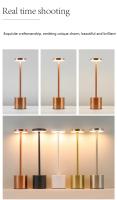 Lámpara De Mesa Recargable Táctil Metálica Con Luz Ambiental En 3 Colores Decorativa Para Club Y Dormitorio Luz Nocturna Retro - details 8