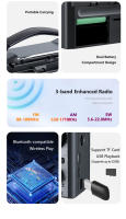 Radio Portátil Recargable AM FM Con Wave Shortwave Soporte USB TF MP3 Y Altavoz Bluetooth Función De Linterna Material Plástico - details 2