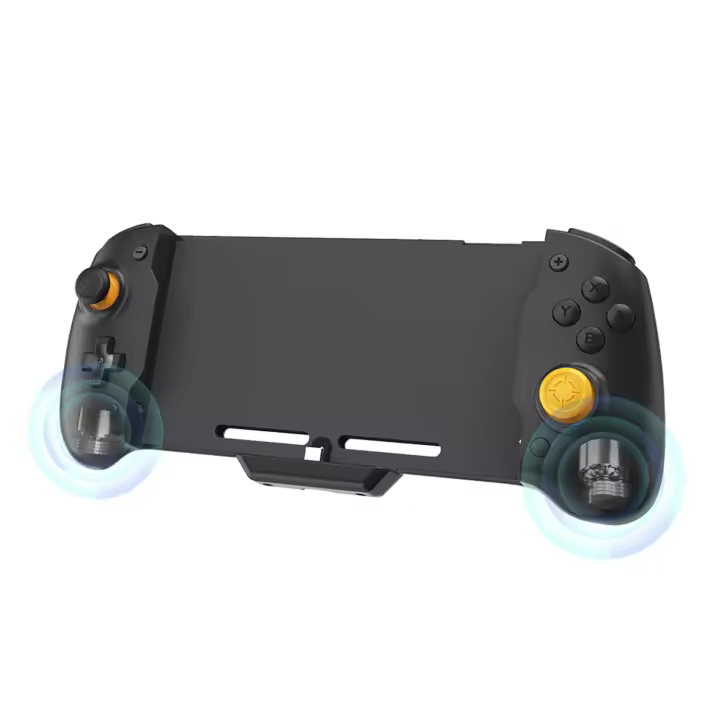 DAM Mando Grip TNS-19252C compatible con Nintendo Switch. Motores de vibración, sensores giroscópicos, alta ergonomía. Incluye funda semirígida. 26,5x5,5x11 Cm. Color: Negro - 1