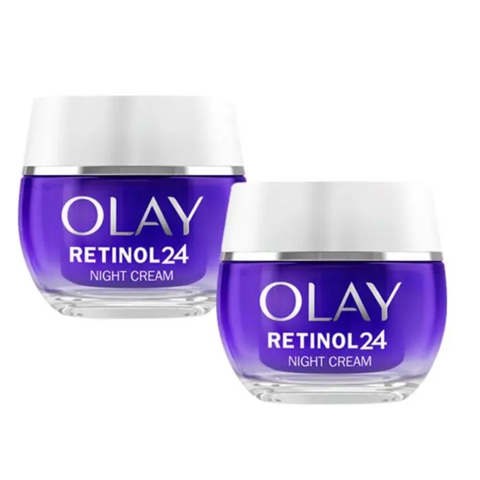 Olay | Pack Regenerist Retinol24 Crema Hidratante De Noche, Reduce Líneas De Expresión En 14 Noches, Piel Suave Y Radiante, Con Complejo Retinoide Y Niacinamida (Vitamina B3), Sin Fragancia, 2x50ml - 1