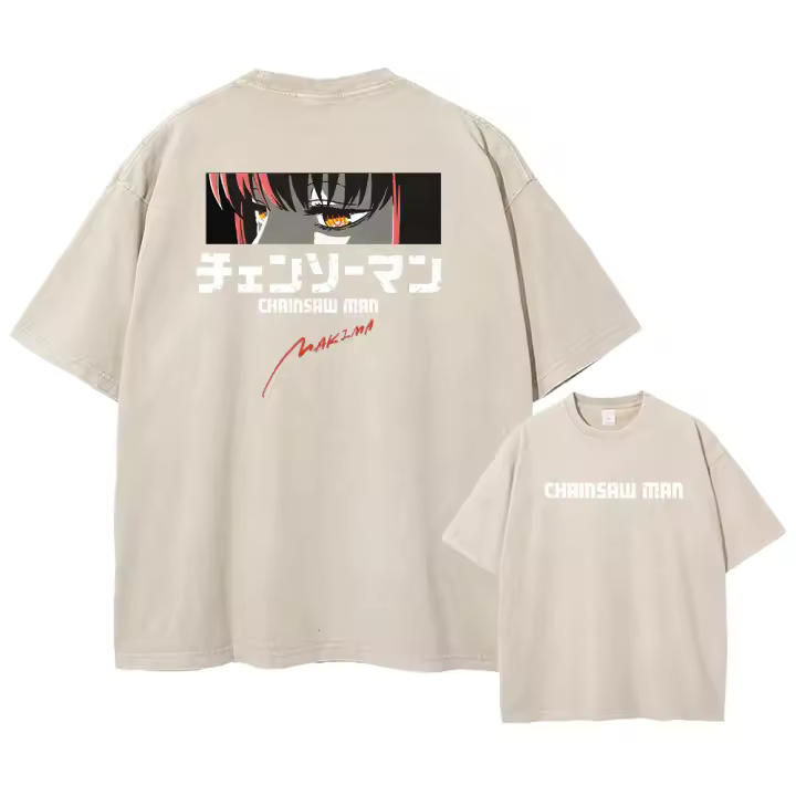 Camiseta De Anime Chainsaw Man Acid Vintage Retro Impresión Estilo Harajuku Para Mujer Algodón Casual Manga Corta Camiseta - 1