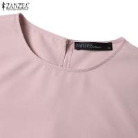 Vestido Elegante De Verano Para Mujer ZANZEA Con Manga Corta Estilo Trabajo OL Vestido Casual De Rodilla Solido Adecuado Para Fiestas Y Trabajo - details 11