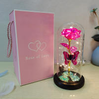 Lámpara De Rosas Artificiales Con LED Colores Y Mariposa En Vidrio Regalo Para Mujeres Luz De Galaxia Rosa Artificial Con Mariposa Y LED Colorido - details 12