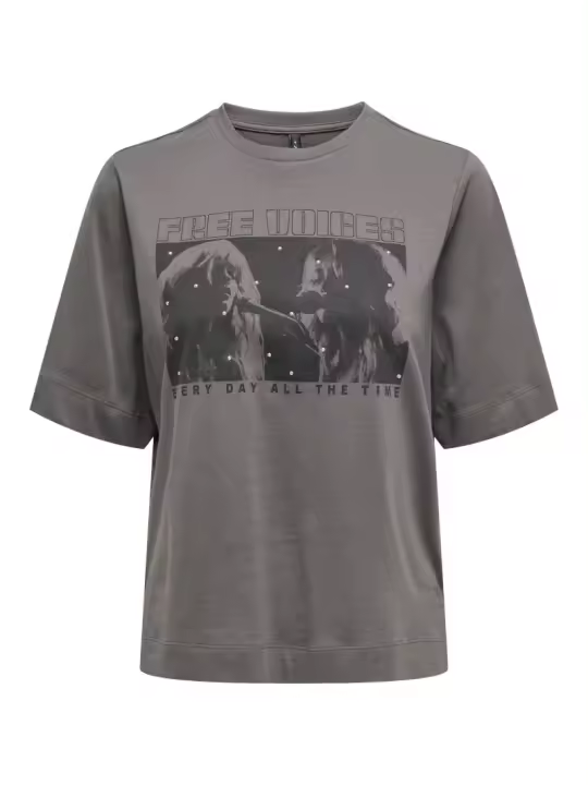 Camiseta Corta Ella Gris de Only - 1