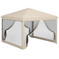 Outsunny Carpa Plegable 3x3 para Exterior Cenador de Jardín Portátil con Mosquiteras Bolsa de Transporte Marco de Acero y Tela Oxford Resistente para Fiestas Camping Beige - details 0
